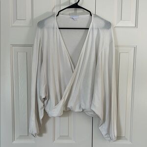 White Draped Long Sleeve Top